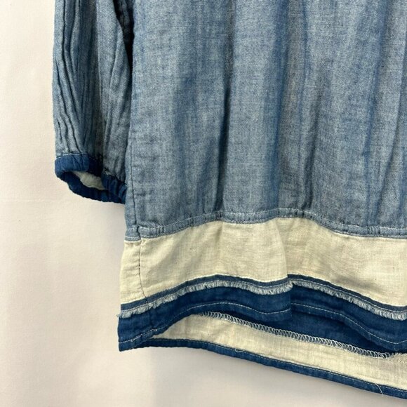 Dylan Womens Peasant Top Multicolor Long Sleeve V Neck Pintuck Blouse Boho XS - Picture 8 of 10